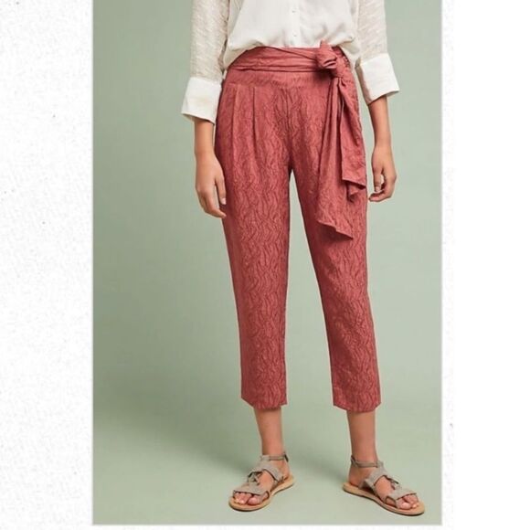 Anthropologie Ett:twa Aubade Textured Pattern Pants in Rose Feminine Boho - Picture 1 of 14